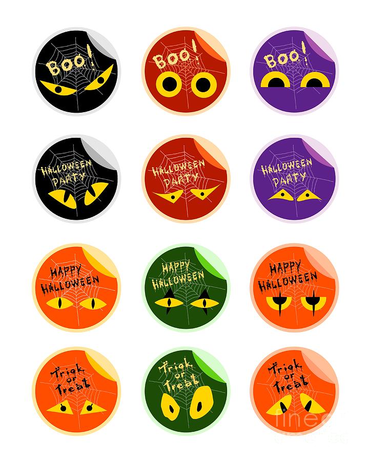 Set of Evil Spiders on Halloween Stickers Drawing by Iam Nee - Fine Art ...