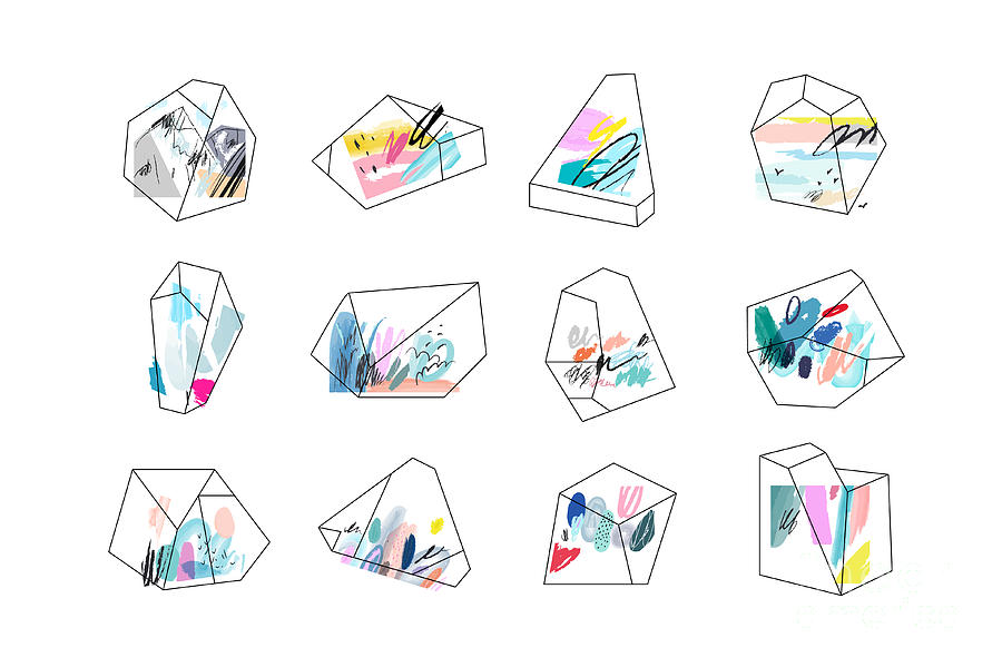 Symbol Digital Art - Set Of Geometric Outline Shapes And by Lera Efremova Symbol Digital Art - Set Of Geometric Outline Shapes And by Lera Efremova