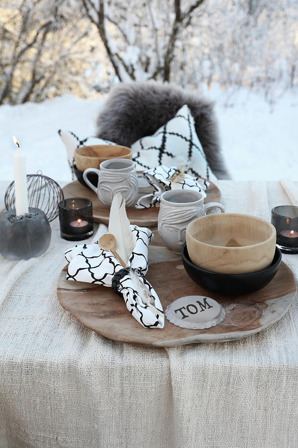 Set Table In Wintry Garden Photograph by Annette Nordstrom