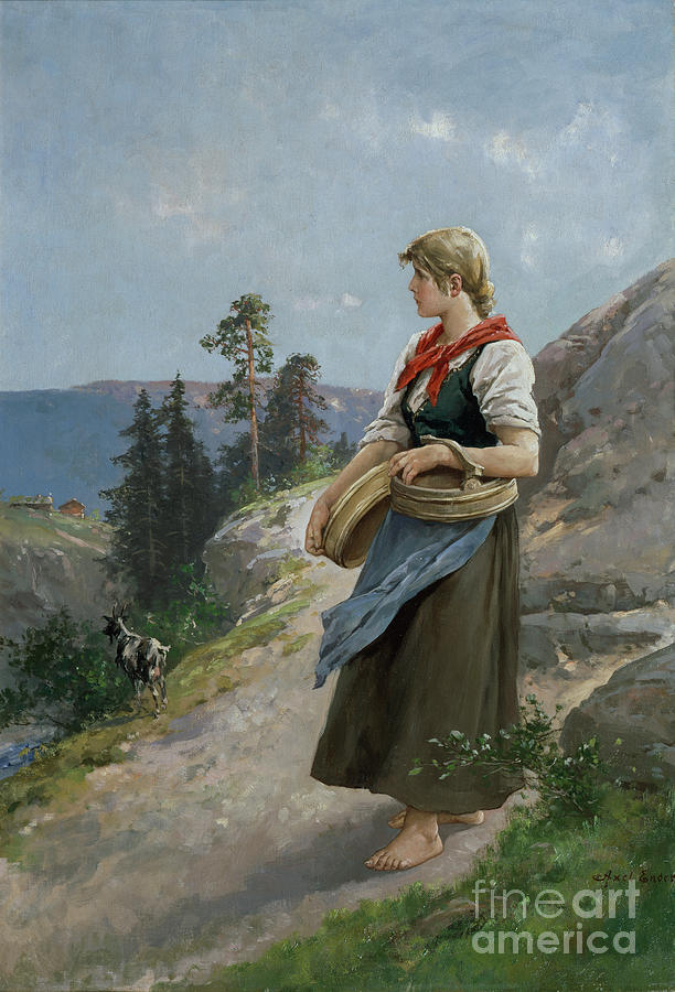 Country Girl Painting - Seterjente by Axel Hjalmar Ender