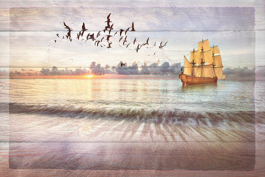 Setting Sail in Dawns Soft Light Wood Textures Photograph by Debra and Dave Vanderlaan