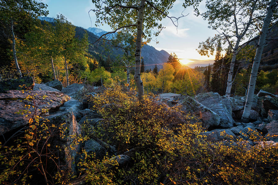 Setting Sun over the Wasatch in the Fall Photograph by James Udall