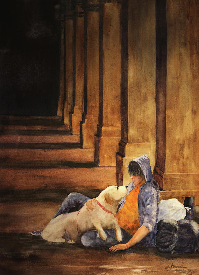 Dog Painting - Settled In by Ally Benbrook