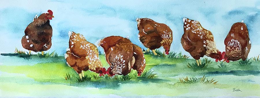 Seven Chicks Painting by Beth Fontenot