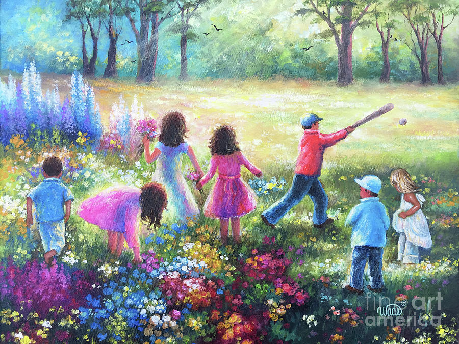 Seven Children Painting - Seven Garden Children by Vickie Wade