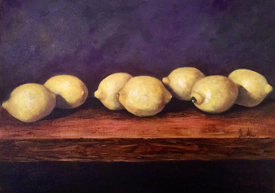 Seven Lemons Painting by Anne Barberi