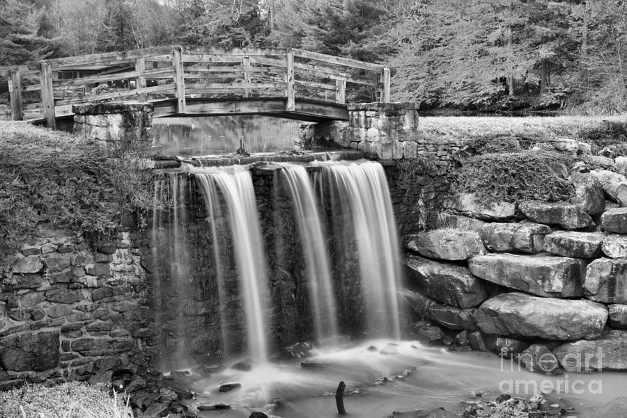 Seven Springs Bridge Over The Falls Black And White Photograph by Adam Jewell