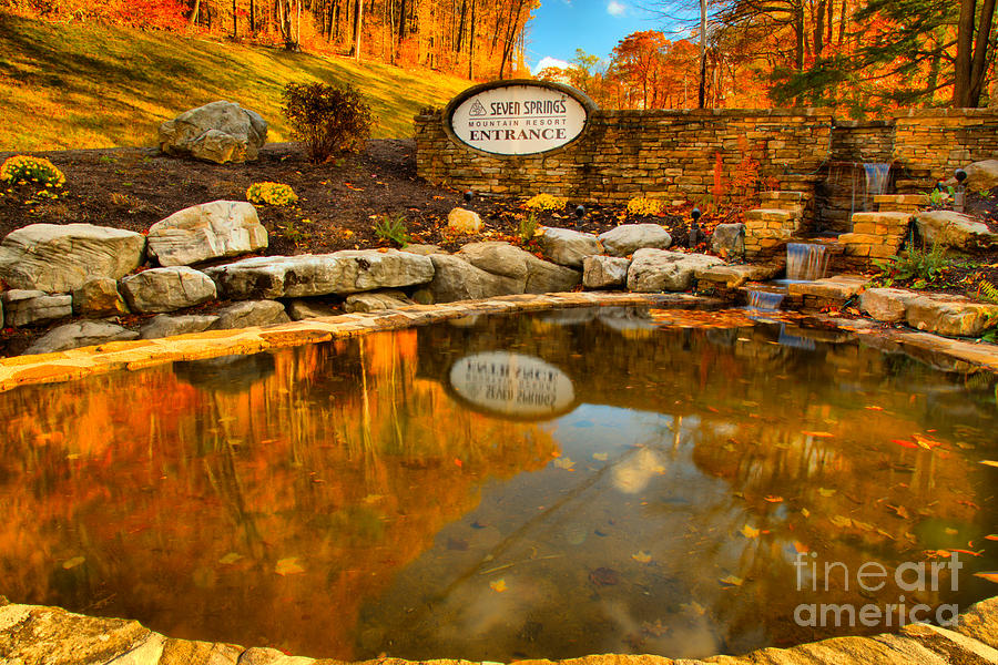 Seven Springs Entrance Fall Reflections Photograph by Adam Jewell