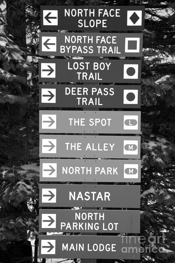 Seven Springs Ski Resort Directions Black And White Photograph by Adam Jewell