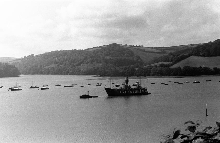 Sevenstones Lightship in the River Fal. Painting by Celestial Images