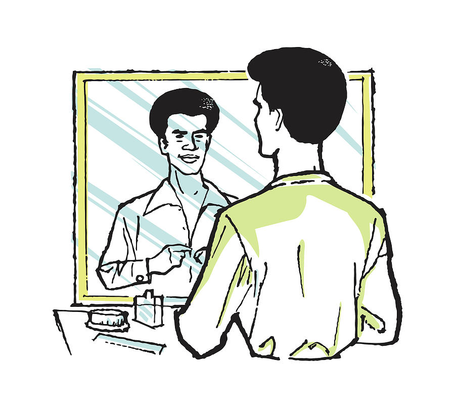 Vintage Drawing - Seventies Man Getting Ready to Go Out by CSA Images
