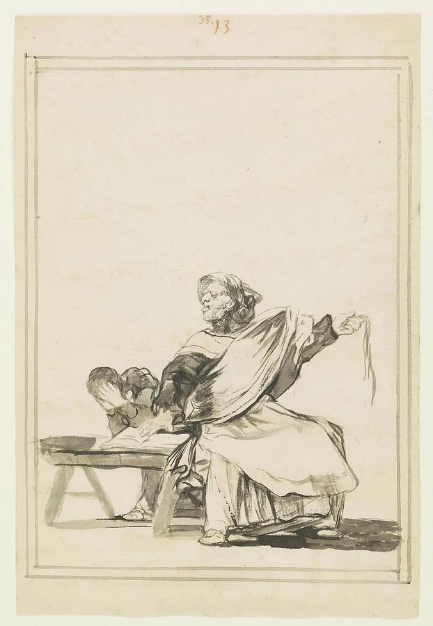 Severity is not always good - Album E, 13-. 1816 - 1820. Wash, ... Painting by Francisco de Goya -1746-1828- Severity is not always good - Album E, 13-. 1816 - 1820. Wash, ... Painting by Francisco de Goya -1746-1828-