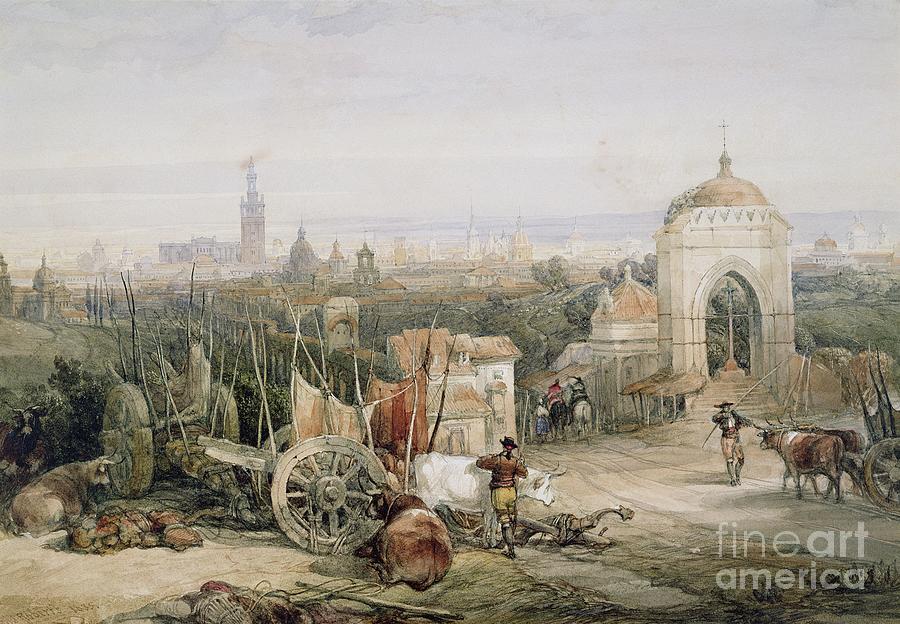 Seville From The Cruz Del Campo, 1835 Watercolor Painting by David Roberts