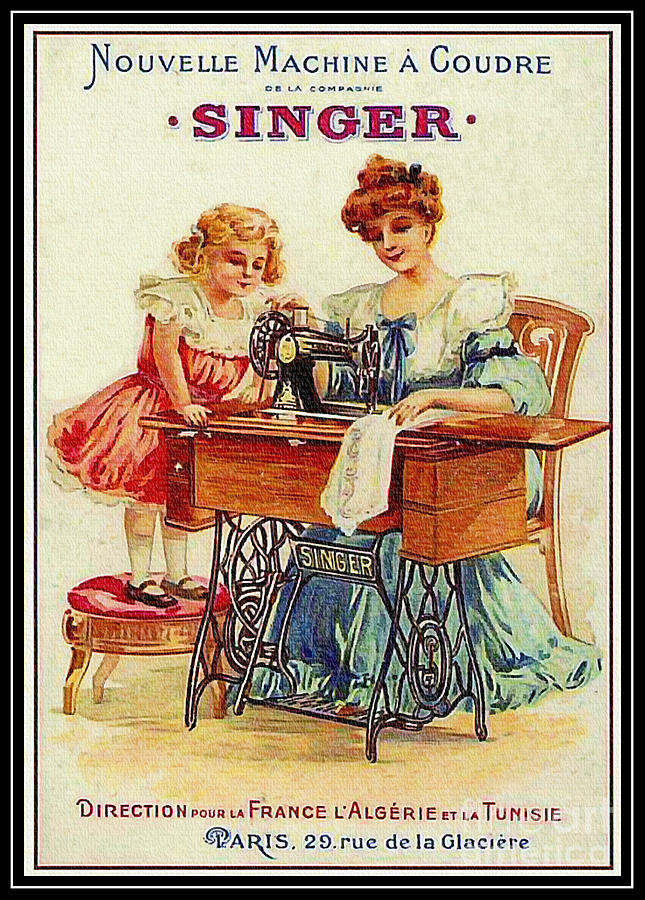 Sewing Machine Advertisement Early 1900s Mixed Media by Ian Gledhill
