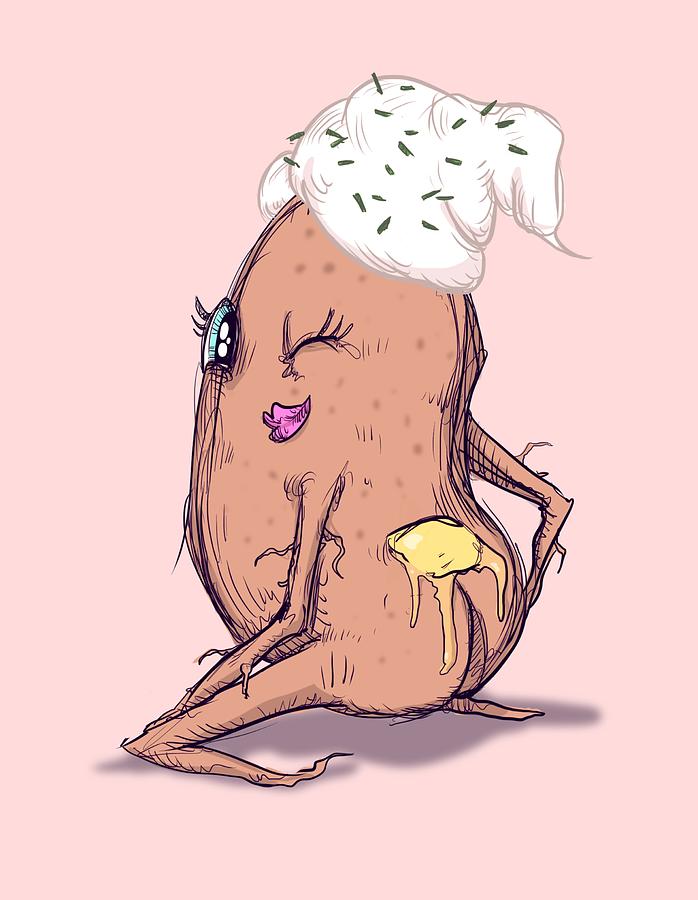 Sexy Potato Drawing by Ludwig Van Bacon