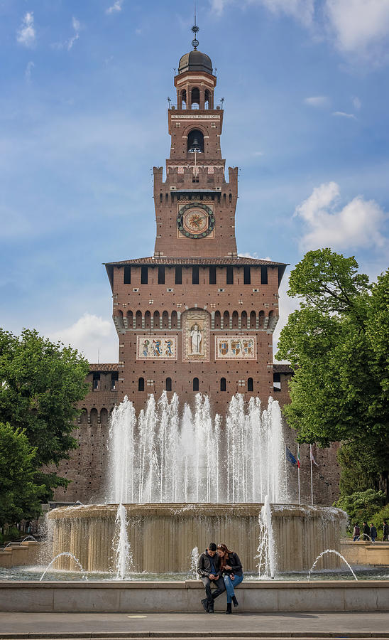 Sforza Castle And Fountain Of The Spouses Milan Italy Photograph