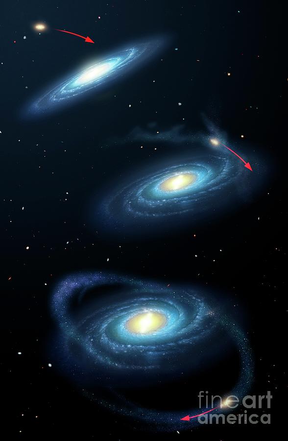 Space Photograph - Sgr Dwarf Galaxy Collision by Mark Garlick/science Photo Library