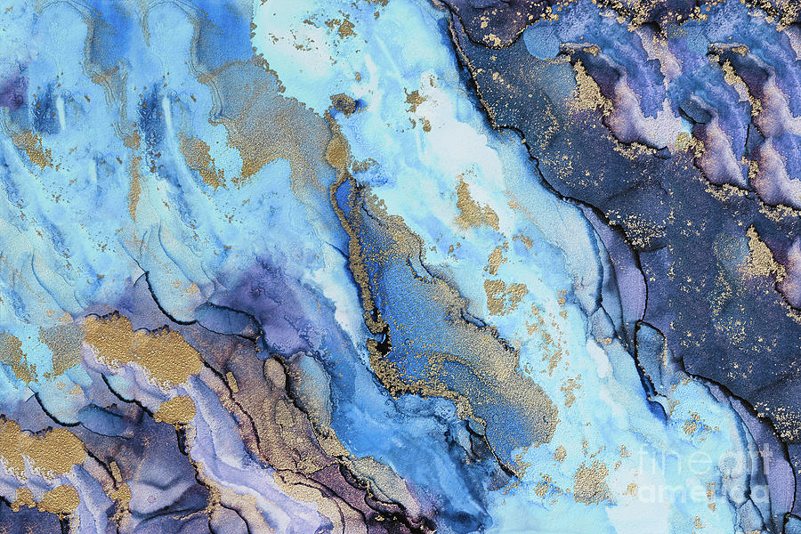 Shades of Blue and Gold Painting by Alissa Beth Photography