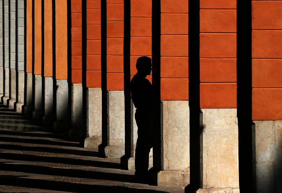 Street Photograph - Shadow Man by Hans-wolfgang Hawerkamp