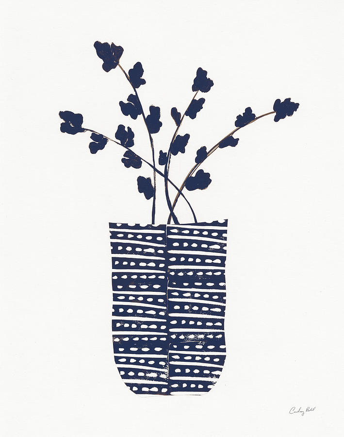 Flower Painting - Shadow Vessel I Navy by Courtney Prahl