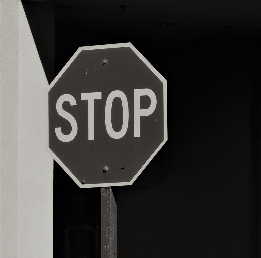 Transportation Photograph - Shadows and Stop Sign by Bill Tomsa