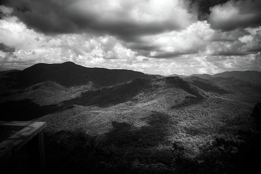 Mountain Photograph - Shadows From Above In Black and White by Greg and Chrystal Mimbs