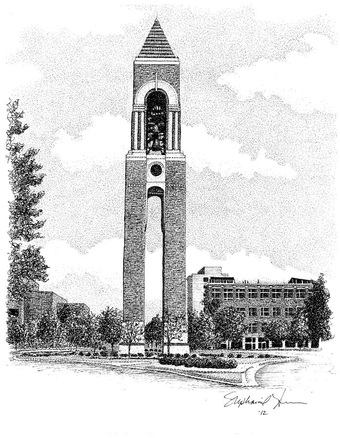 Shafer Tower, Ball State University, Muncie, Indiana Drawing by Stephanie Huber