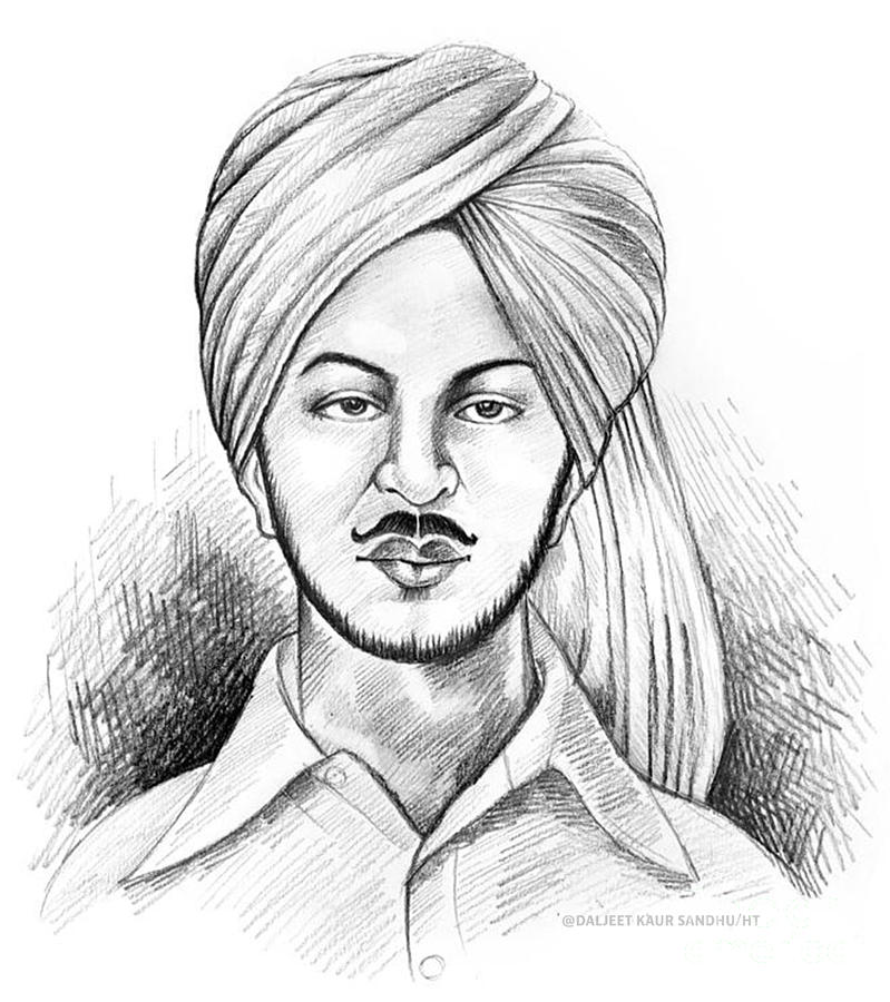 Sardar Bhagat Singh Sketch , Png Download - Drawing Bhagat Singh Sketch,  Transparent Png - vhv