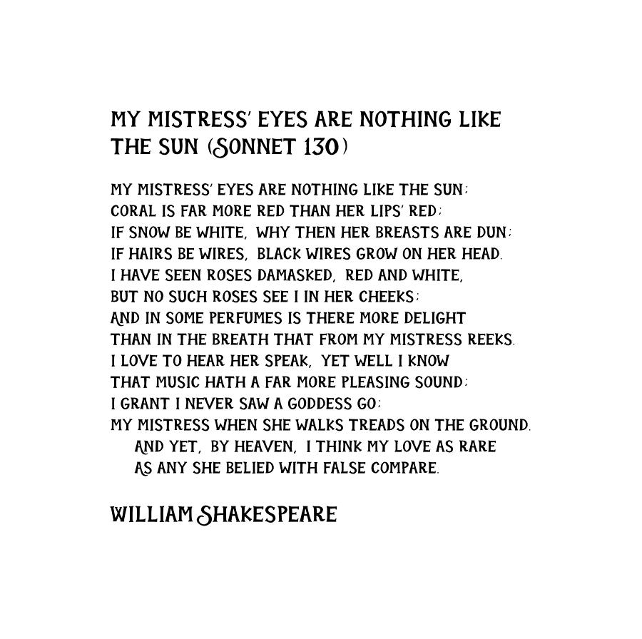 Compare Sonnet 130 By Shakespeare