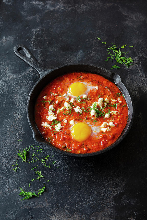 Shakshuka With Sheeps Cheese And Eggs israel Photograph by Jan Wischnewski