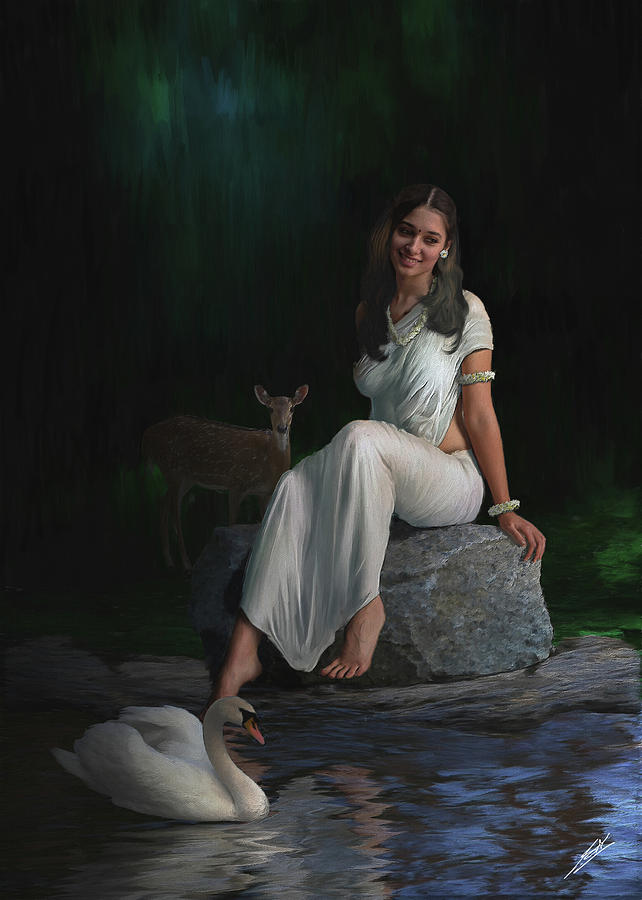 Shakuntala Contemplating2 Digital Art by Shreeharsha Kulkarni