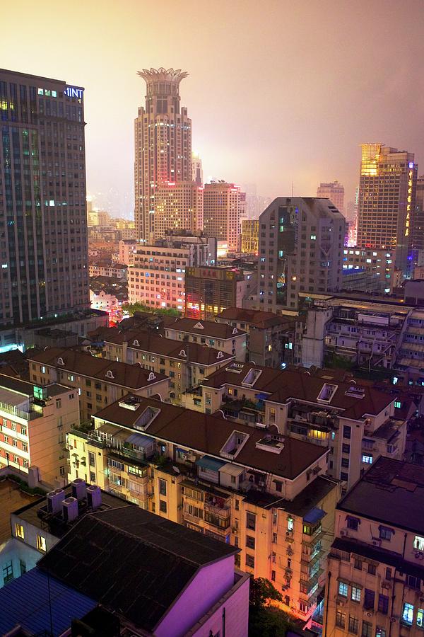 Shanghai Buildings At Night Photograph by Adam Scott