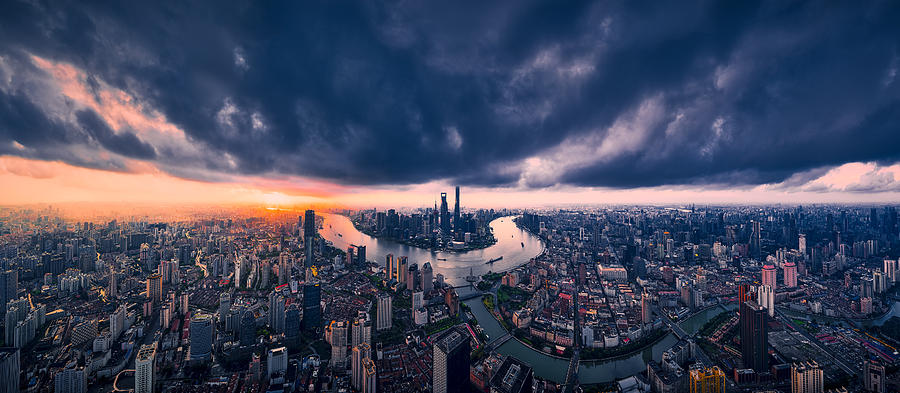 Shanghai In The Cloud Photograph by Yin Chen