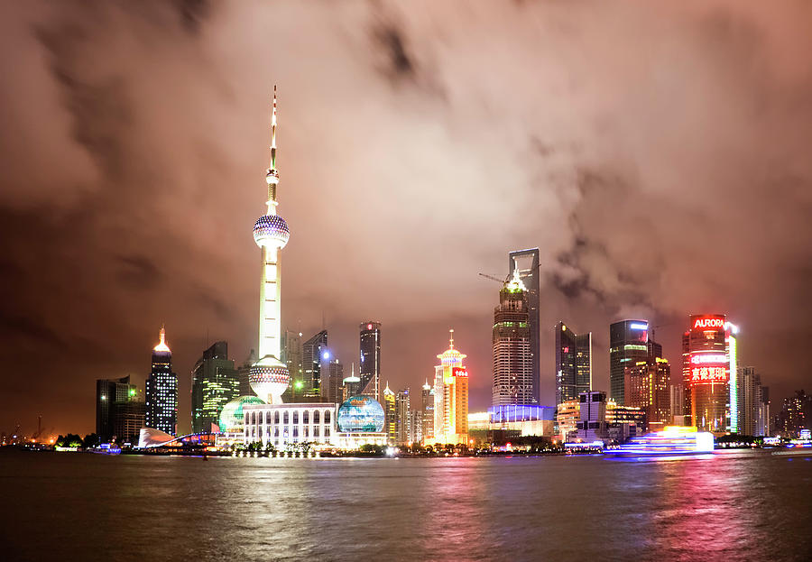 Shanghai Night Colours Photograph by All Rights Reserved - Copyright