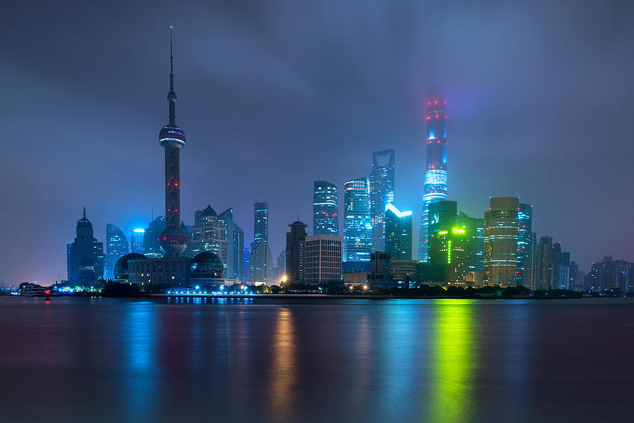 Shanghai Skyline At Lujiazui Pudong Photograph by Prasit Rodphan - Fine ...