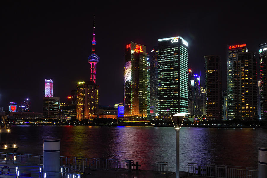 Shanghai Skyline at Night Photograph by Aashish Vaidya