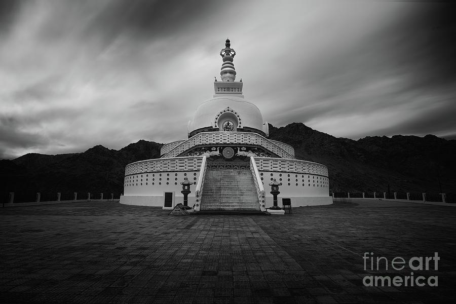 Shanti Stupa Long Exposure In Black Photograph by Untouchablephoto