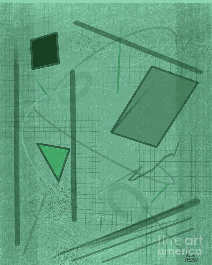 Shapes in Green Color Digital Art by Annette M Stevenson