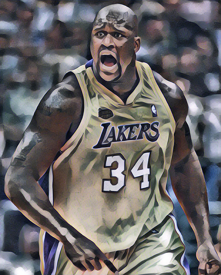 Shaquille O Neal LOS ANGELES LAKERS ABSTRACT ART 1 Mixed Media by