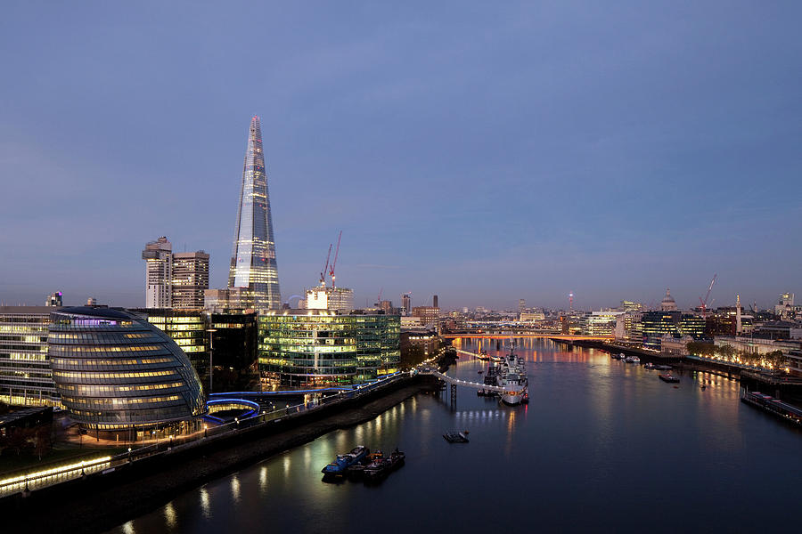 London Digital Art - Shard And City Hall Buildings, River Thames, London, Uk by James French