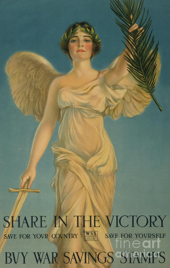 Share in the Victory, Buy War Savings Stamps, 1st World War poster, 1918 Painting by William Haskell Coffin