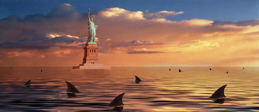 Sharks Circling The Statue Of Liberty Photograph by Panoramic Images