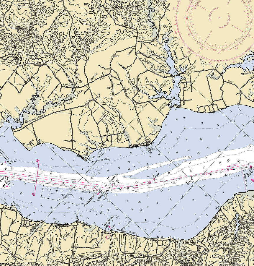 Sharps-virginia Nautical Chart Mixed Media by Sea Koast | Pixels