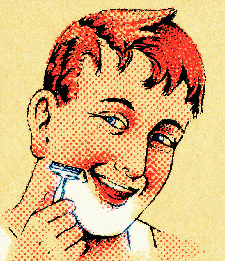 Vintage Drawing - Shaving by CSA Images