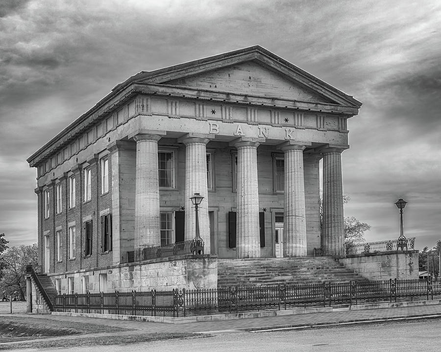 Shawneetown Bank in Black and White Photograph by Susan Rissi Tregoning