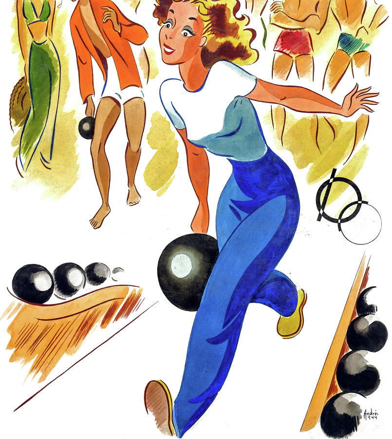 She Can Bowl Painting by Andres Garcia Benitez