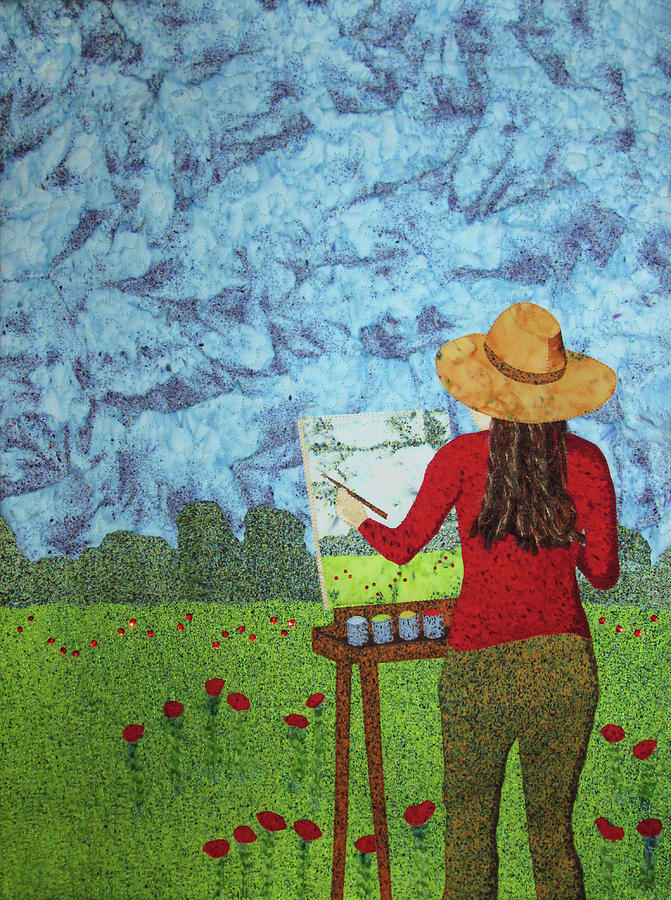 She Paints With Fabric Tapestry - Textile by Pam Geisel