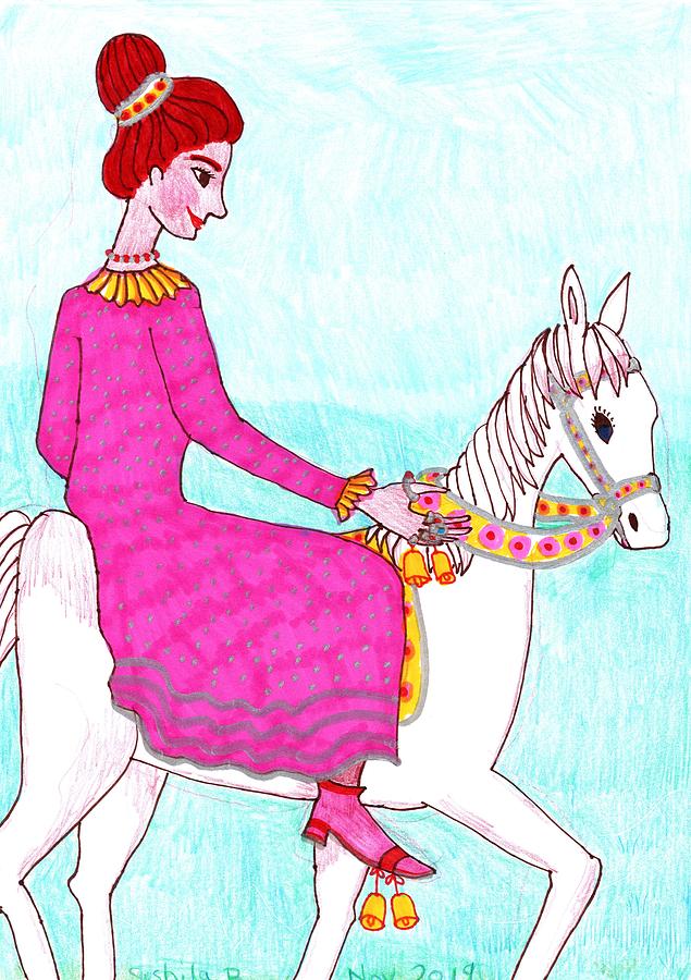 Nursery Rhyme Drawing - She Shall Have Music by Sushila Burgess Nursery Rhyme Drawing - She Shall Have Music by Sushila Burgess
