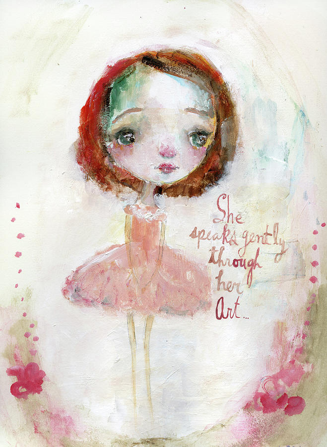 Typography Painting - She Speaks Gently by Mindy Lacefield