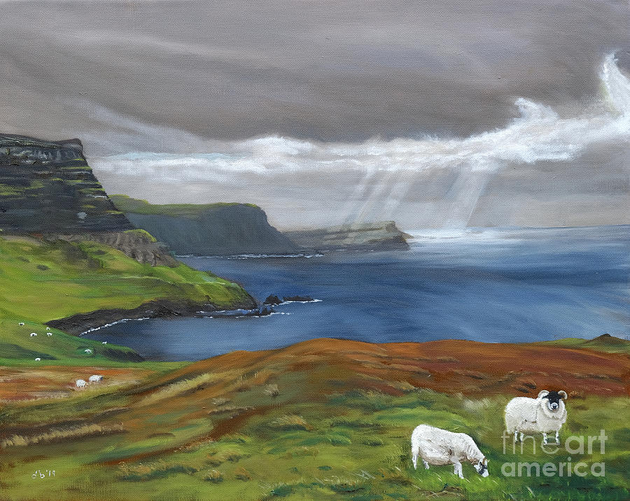 Sheep and Sunbeams Painting by Deborah Bergren